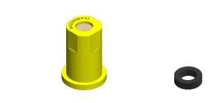 Yellow Nozzel+ Rubber Gasket (6 pcs)  For the application of All Live Vaccines, Spray Type: 80° spray angle (CONE) 200µ                                                                                            *Supplied as standard with Cabin Dual Elite **Used for Newcastle Disease (ND) Application  