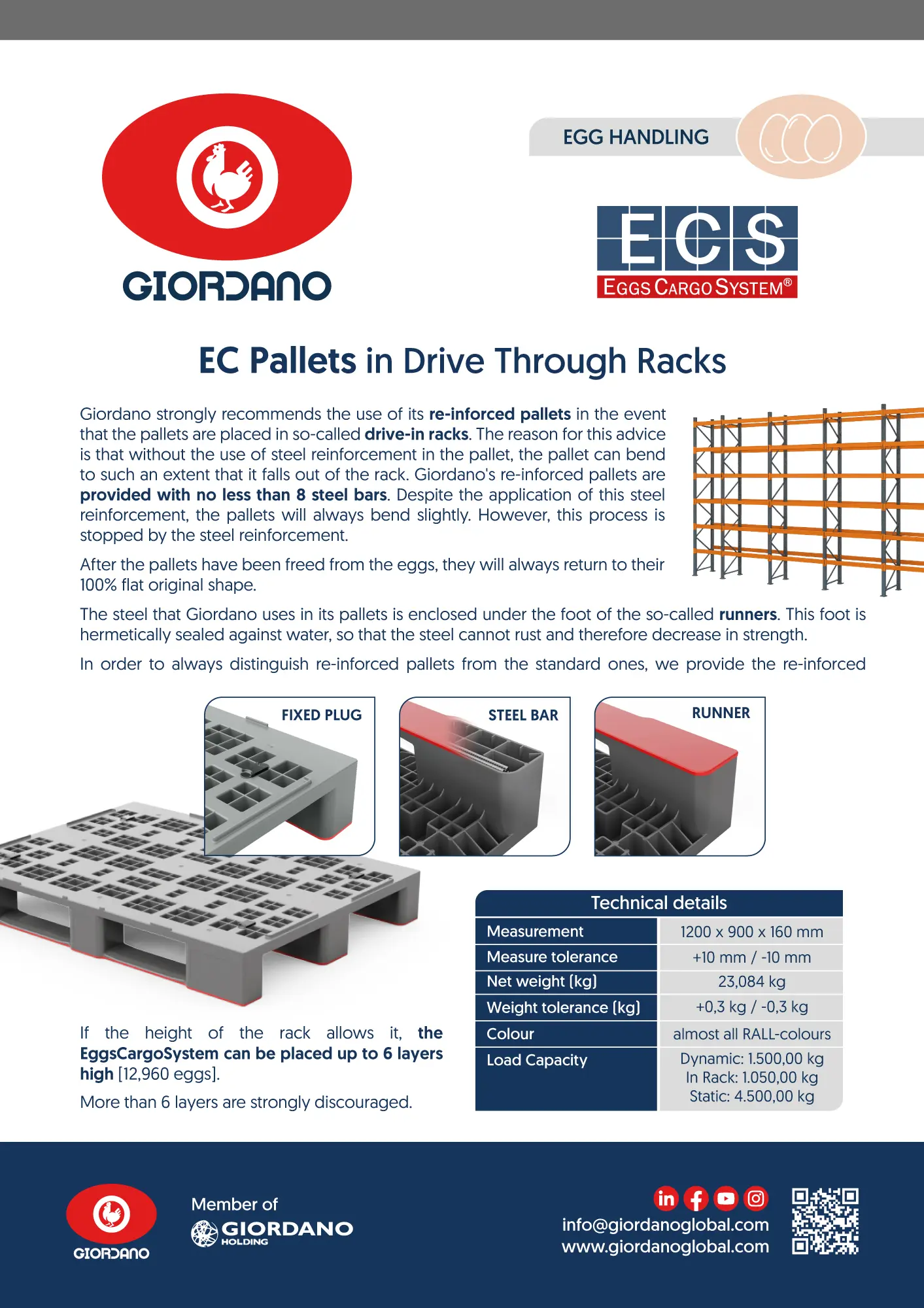 Pallet EC in scaffalature passanti